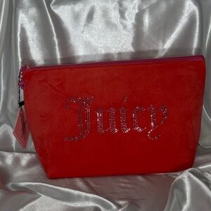 Juicy Couture Red Cosmetic Bag with Rhinestone Logo